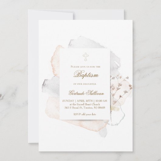 waterverf spatten en bloeien N5 | doop Kaart (Voorkant)