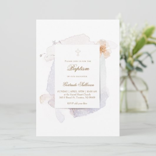 waterverf spatten en bloeien N7 | doop Kaart (Staand voorkant)