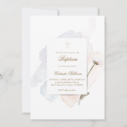 waterverf spatten en bloeien N8 | doop Kaart (Voorkant)