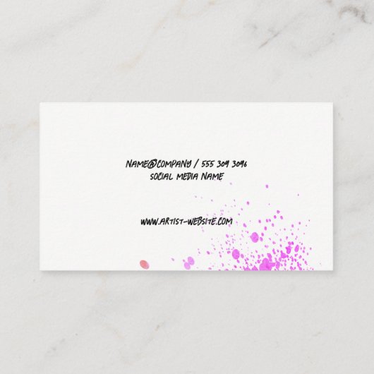 Waterverf spatter | Artistiek Visitekaartje (Achterkant)