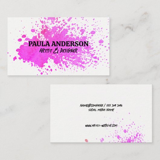 Waterverf spatter | Artistiek Visitekaartje (Voorkant / Achterkant)