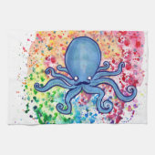 Waterverf Spatter Mustache Octopus Theedoek (Horizontaal)