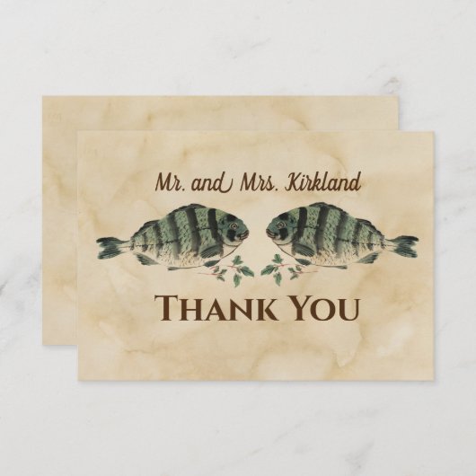 Waterverf Speciaal uitgeruste vis Bedankkaart (Voorkant / Achterkant)