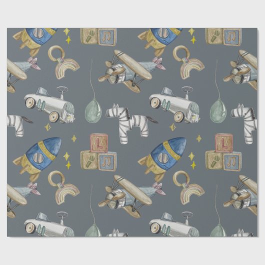 Waterverf  speelgoed cadeaupapier (Vlak)