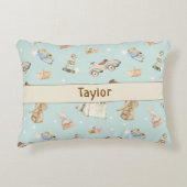 Waterverf  Speelgoed Patroon Blauwgroen Accentkuss Accent Kussen (Voorkant)