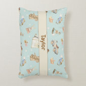 Waterverf  Speelgoed Patroon Blauwgroen Accentkuss Accent Kussen (Voorkant(Verticaal))