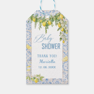     Waterverf speelse citroenen mediterraan baby Cadeaulabel