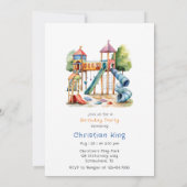 Waterverf Speeltuin Park Kind Verjaardagsfeest Kaart (Achterkant)