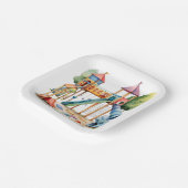 Waterverf Speeltuin Park Kind Verjaardagsfeest Papieren Bordje (Gebogen)