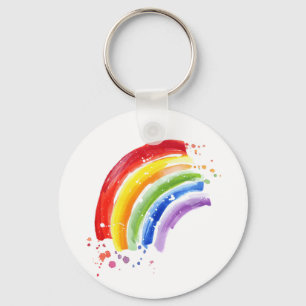 Waterverf Spetterende Regenboog Sleutelhanger