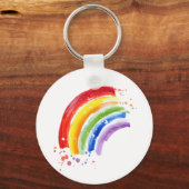 Waterverf Spetterende Regenboog Sleutelhanger (Voorkant)