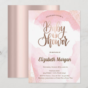 Waterverf spetters roze goud baby shower kaart