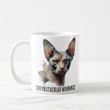 Waterverf Sphynx Kattenportret Mok