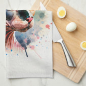 Waterverf Sphynx Kattenportret Theedoek (Quarter Fold)