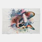 Waterverf Sphynx Kattenportret Theedoek (Horizontaal)