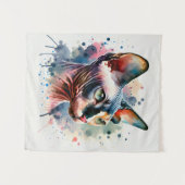 Waterverf Sphynx Kattenportret Wandkleed (Voorkant (horizontaal))
