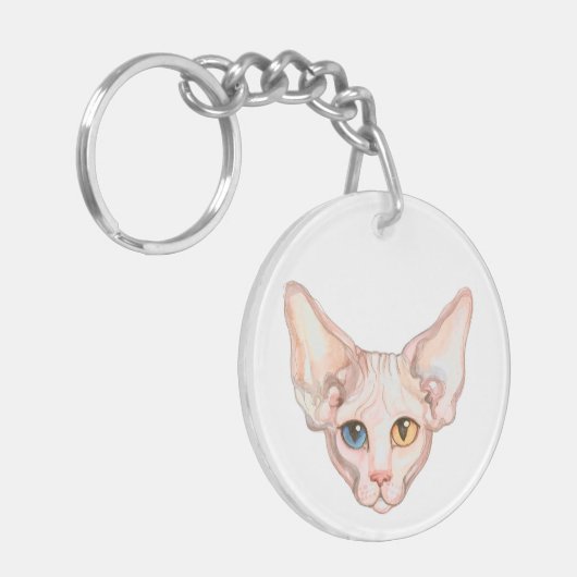 Waterverf Sphynx Sleutelhanger (Voorkant Links)