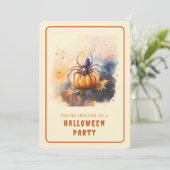 Waterverf Spider Halloween Invitation Kaart (Staand voorkant)