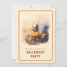 Waterverf Spider Halloween Invitation Kaart