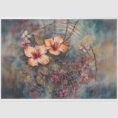 Waterverf Spiderweb Hibiscus Decoupage Papier (Voorkant)