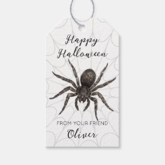 Waterverf Spinnenweb Gelukkige Halloween Cadeaubla Cadeaulabel