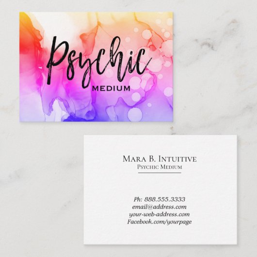 *~* Waterverf Spirit Communication Psychic medium Visitekaartje (Voorkant / Achterkant)