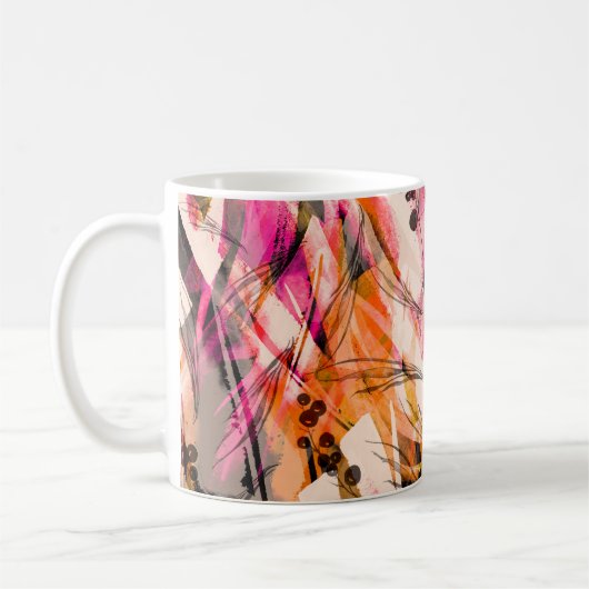 Waterverf splash, abstracte achtergrond. koffiemok (Links)