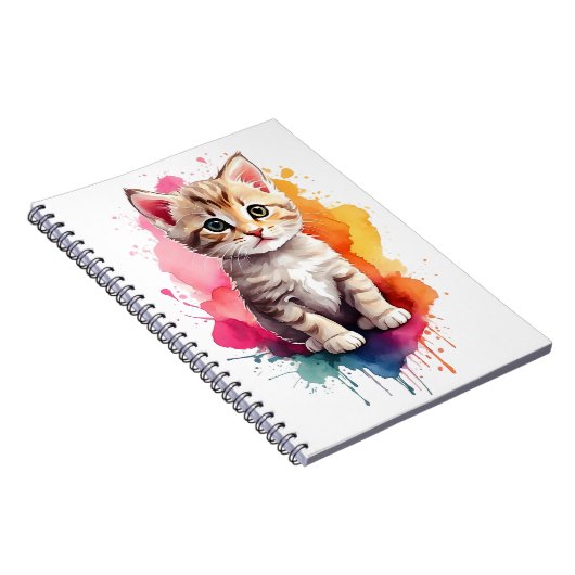 Waterverf Splash Art Kitty Kat Splatter Paint Notitieboek (Rechterzijde)