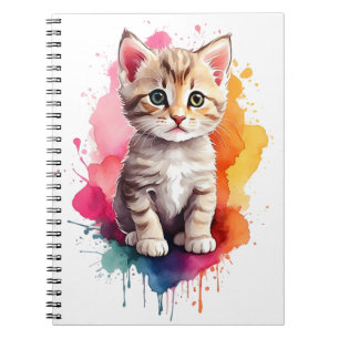 Waterverf Splash Art Kitty Kat Splatter Paint Notitieboek