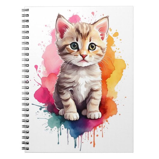 Waterverf Splash Art Kitty Kat Splatter Paint Notitieboek (Voorkant)