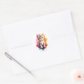 Waterverf Splash Art Kitty Kat Splatter Paint Ronde Sticker (Envelop)