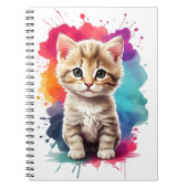 Waterverf Splash Art Schattige Kitten Splatter Pai Notitieboek (Voorkant)