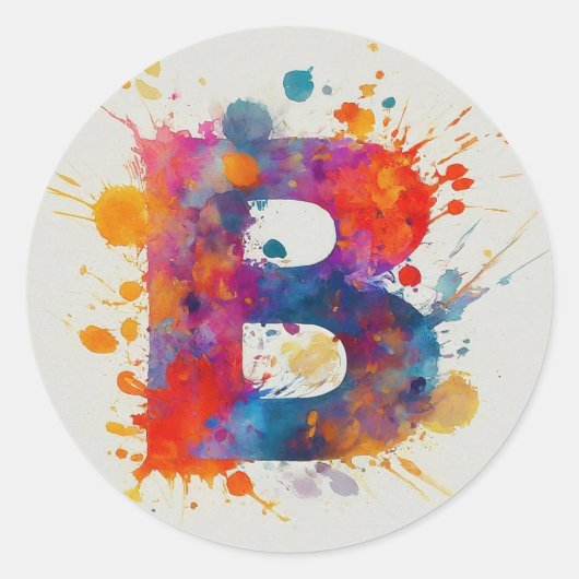 Waterverf Splash B Ronde Sticker (Voorkant)