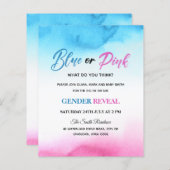 Waterverf splash baby gender onthult uitnodiging (Voorkant / Achterkant)