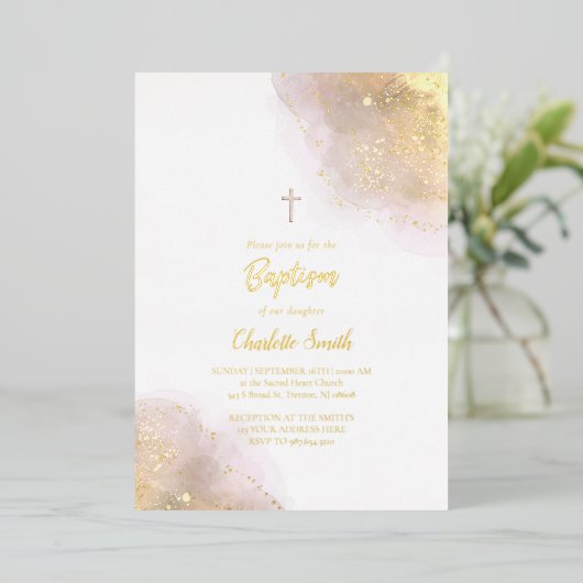 waterverf splash Baptisme Folie Uitnodiging (Staand Voorkant)