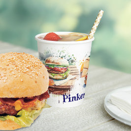 Waterverf Splash BBQ - Gepersonaliseerd Papieren Bekers