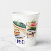 Waterverf Splash BBQ - Gepersonaliseerd Papieren Bekers (Achterkant)