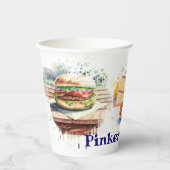 Waterverf Splash BBQ - Gepersonaliseerd Papieren Bekers (Voorkant)