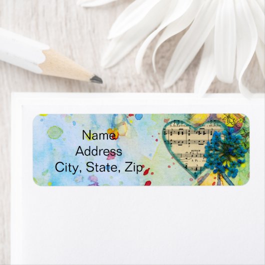 Waterverf Splash Bladmuziek Hart Etiket (Insitu)