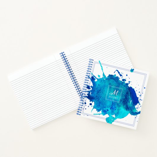 Waterverf Splash | Blauwe schelpen Notitieboek (Binnen)