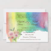 Waterverf Splash, Bloem, Hearts Wedding Uitnodigin Kaart (Voorkant)