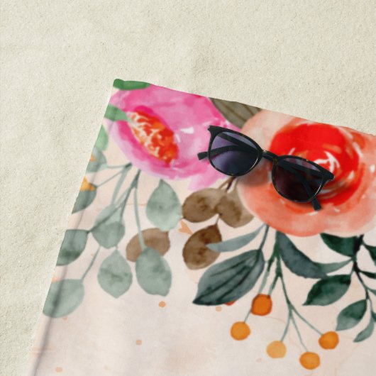 Waterverf Splash Bride en Groom Wedding Floral Strandlaken (In situ)