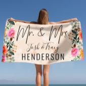 Waterverf Splash Bride en Groom Wedding Floral Strandlaken