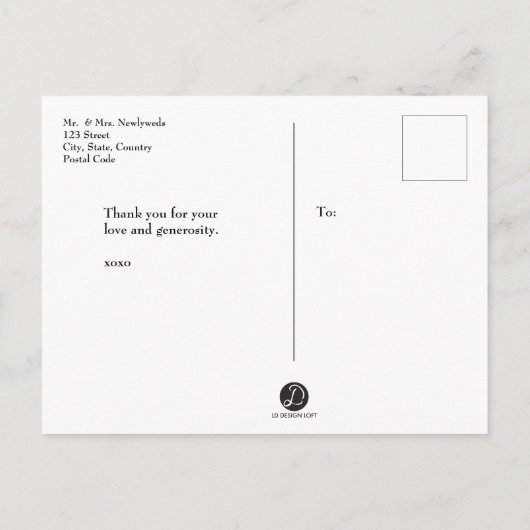 Waterverf splash bruiloft dank u foto collage aankondigingskaart (Achterkant)