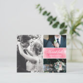 Waterverf splash bruiloft dank u foto collage aankondigingskaart (Staand voorkant)
