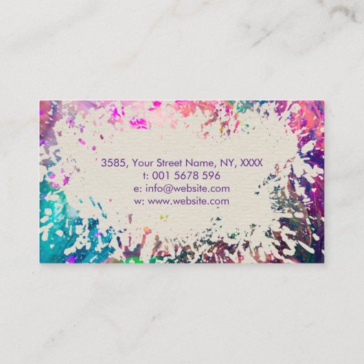 Waterverf Splash Butterfly op Canvas Visitekaartje (Achterkant)