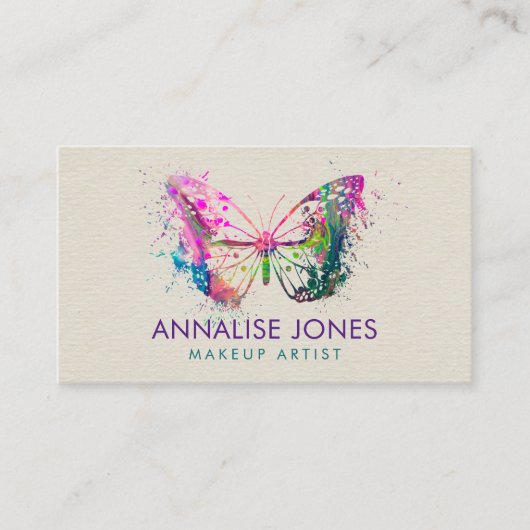 Waterverf Splash Butterfly op Canvas Visitekaartje (Voorkant)
