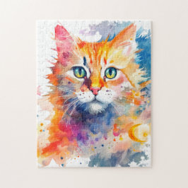 Waterverf Splash Cat 702 digitale kunst Legpuzzel