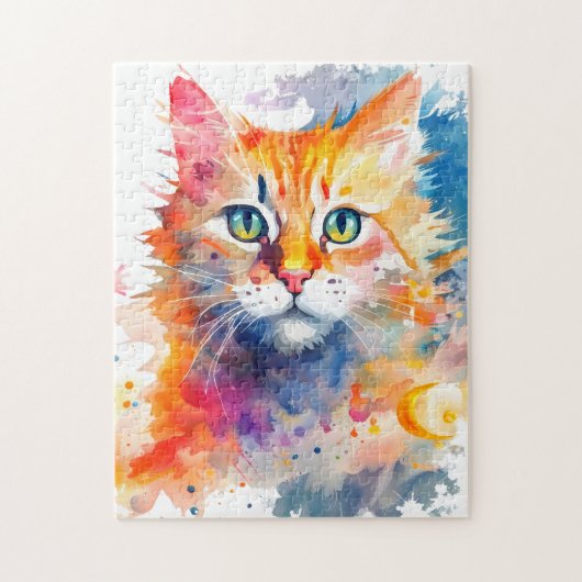 Waterverf Splash Cat 702 digitale kunst Legpuzzel (Verticaal)