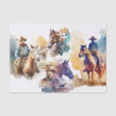 Waterverf Splash Cowboy  paarden Tissuepapier (Voorkant)